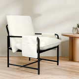Levede Metal Framed Lounge Chair Corduroy in Beige-2018816855703162887