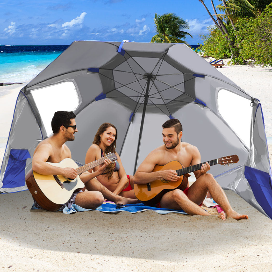 Mountview Beach Umbrella Outdoor Umbrellas Blue 2.33M-2018816736329076743
