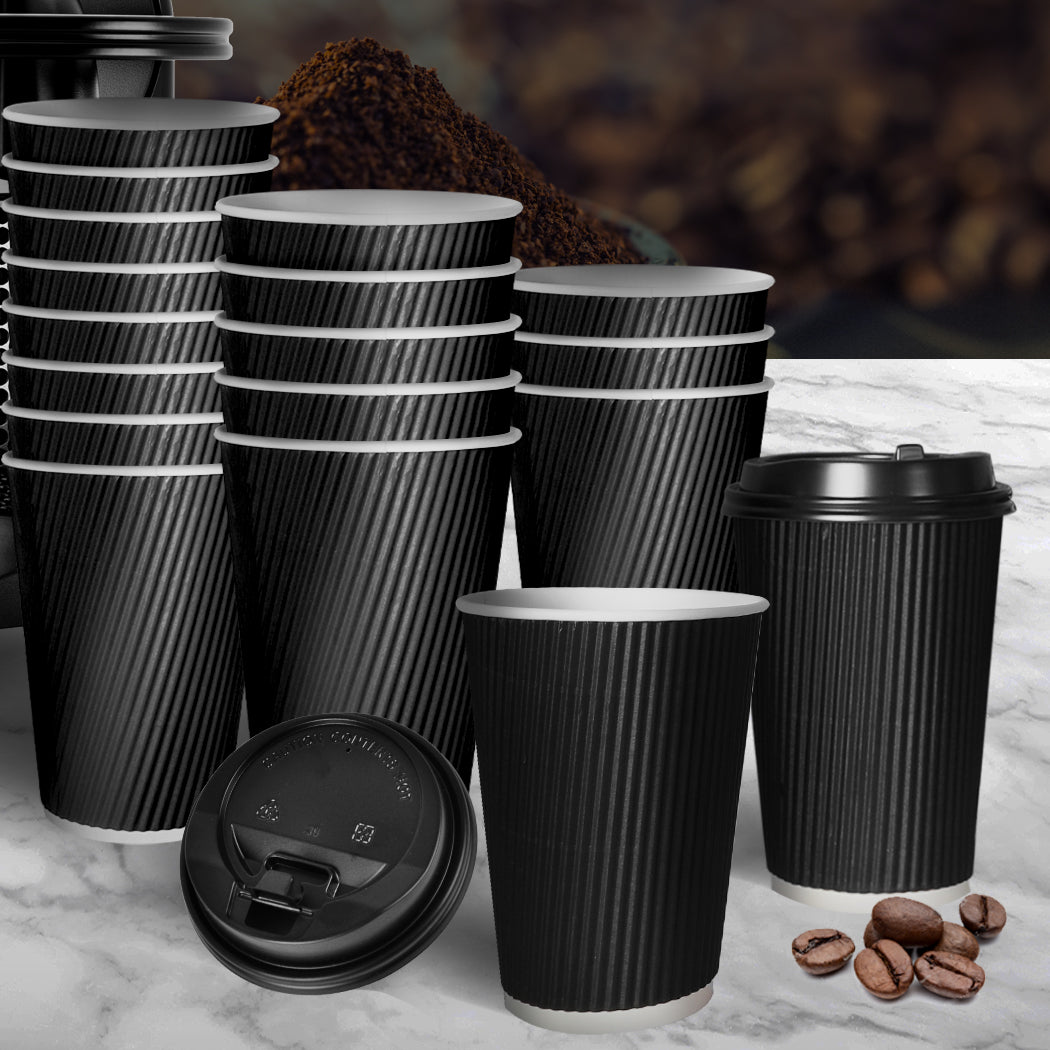1000 Pcs 16oz Disposable Takeaway Coffee Black-2006733304895770631