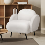 Levede Sofa Chair Fleece Upholstered Single White - Close-Up Angle