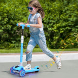 Bopeep Foldable Kids Scooter LED Music Blue - Rear View