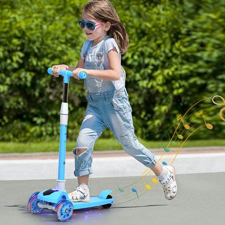 Bopeep Foldable Kids Scooter LED Music Blue-1954802362413617158