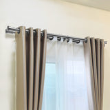 Marlow Silver Double Curtain Rod Steel Pole Pommel Set Extendable Adjustable - Close-Up Angle