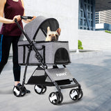 PaWz Large Pet Stroller Dog Cat Travel Grey - Close-Up Angle