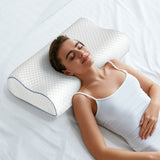 Dreamz Memory Pillow Supprt Shoulder FoamWhite Pillowcase - Close-Up Angle