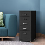 Levede 5 Drawer Office Cabinet Drawers Black - Rear View