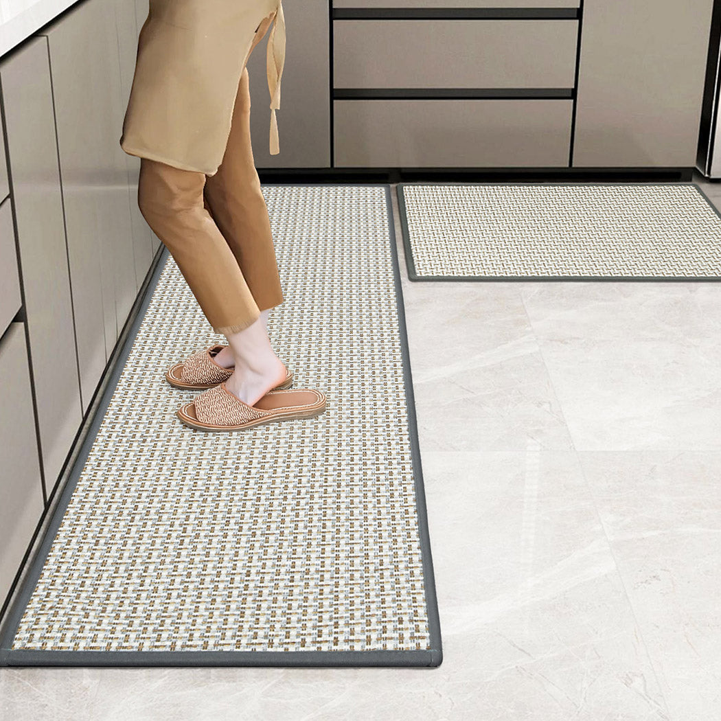 Marlow Kitchen Rug 2PCS Woven Non Slip Absorbent Grey-2018816694125989895