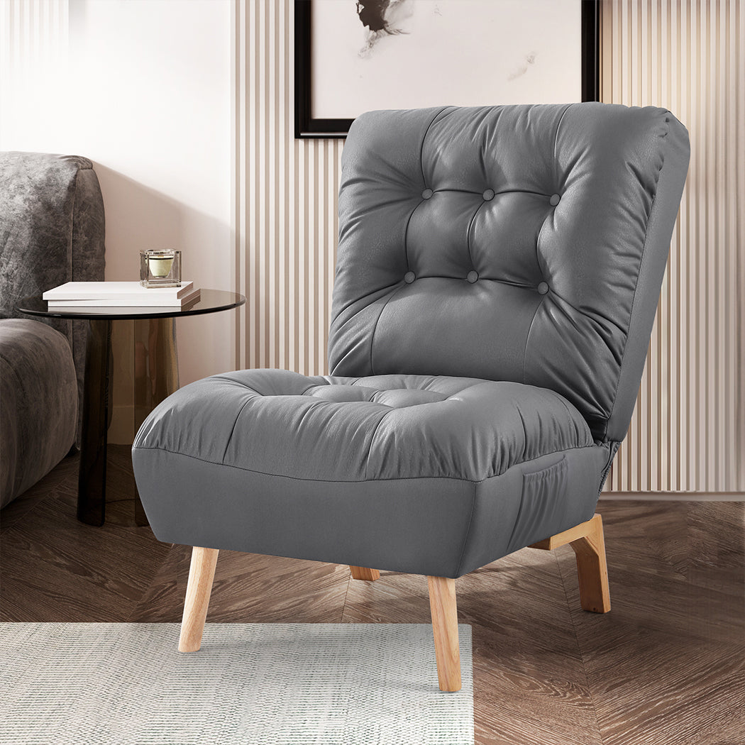 Levede Accent Chair Sofa Recliner Adjustable Grey-2018816931150303239