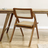 Levede 2X Foldable Rattan Dining Chairs Walnut - Close-Up Angle
