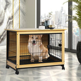 PaWz Wooden Wire Dog Kennel Side End L Large - Close-Up Angle