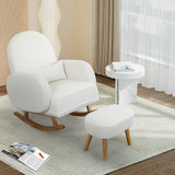 Levede Fleece Rocking Chair with footstool - Close-Up Angle