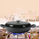 3.5L Enamel Dutch Oven Pan in Black Colour - Close-Up Angle