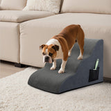Pawz 3 Steps Pet Stairs Dog Ramp High Density Foam Grey - Close-Up Angle