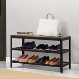 Levede 3-Tier Shoe Rack Bench Storage Cabinet 73cm - Close-Up Angle