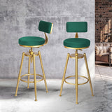 Levede 1x Bar Stools Velvet Kitchen Green - Close-Up Angle