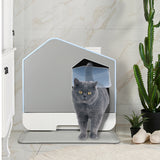 PaWz Fully Enclosed Cat Litter Box Mat Blue - Close-Up Angle