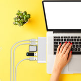 USB 3.0 Type-C HUB 6 Port Powered Adapter Silver - Close-Up Angle