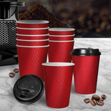 100 Pcs 16oz Disposable Takeaway Coffee Red - Close-Up Angle