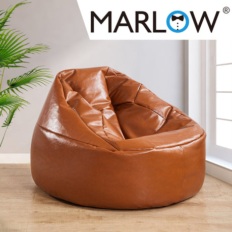 Marlow Bean Bag Chair Cover PU Couch Tan-2006733313246629895