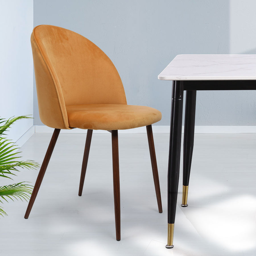 Levede 2x Dining Chairs Seat French Mustard-2006733258989113351