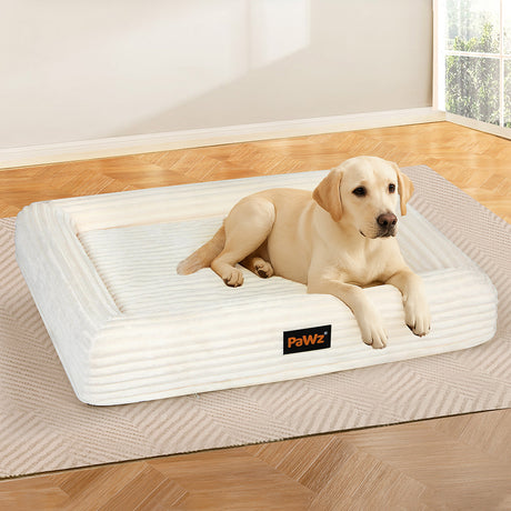 Pawz XL Size Orthopedic Dog Bed with Corduroy Removable Cover Waterproof Washable Beige-2018816827228033031