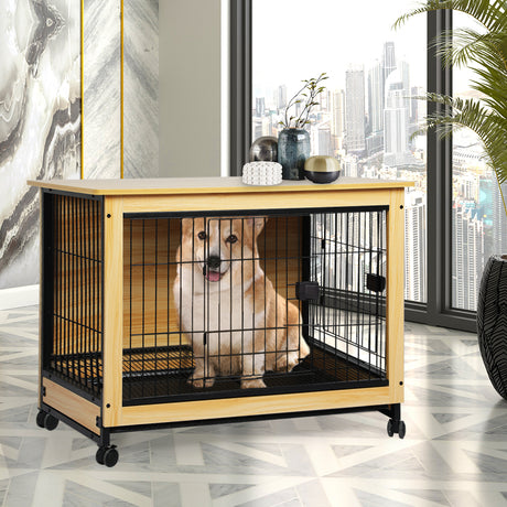 PaWz Wooden Wire Dog Kennel Side End L Large-2018816896866062343