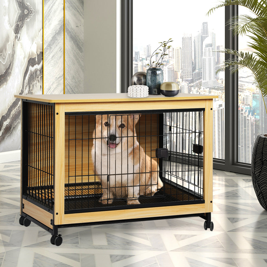 PaWz Wooden Wire Dog Kennel Side End L Large-2018816896866062343