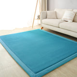 Marlow Coral Velvet Area Rugs Large Mat 180x200cm Blue - Close-Up Angle