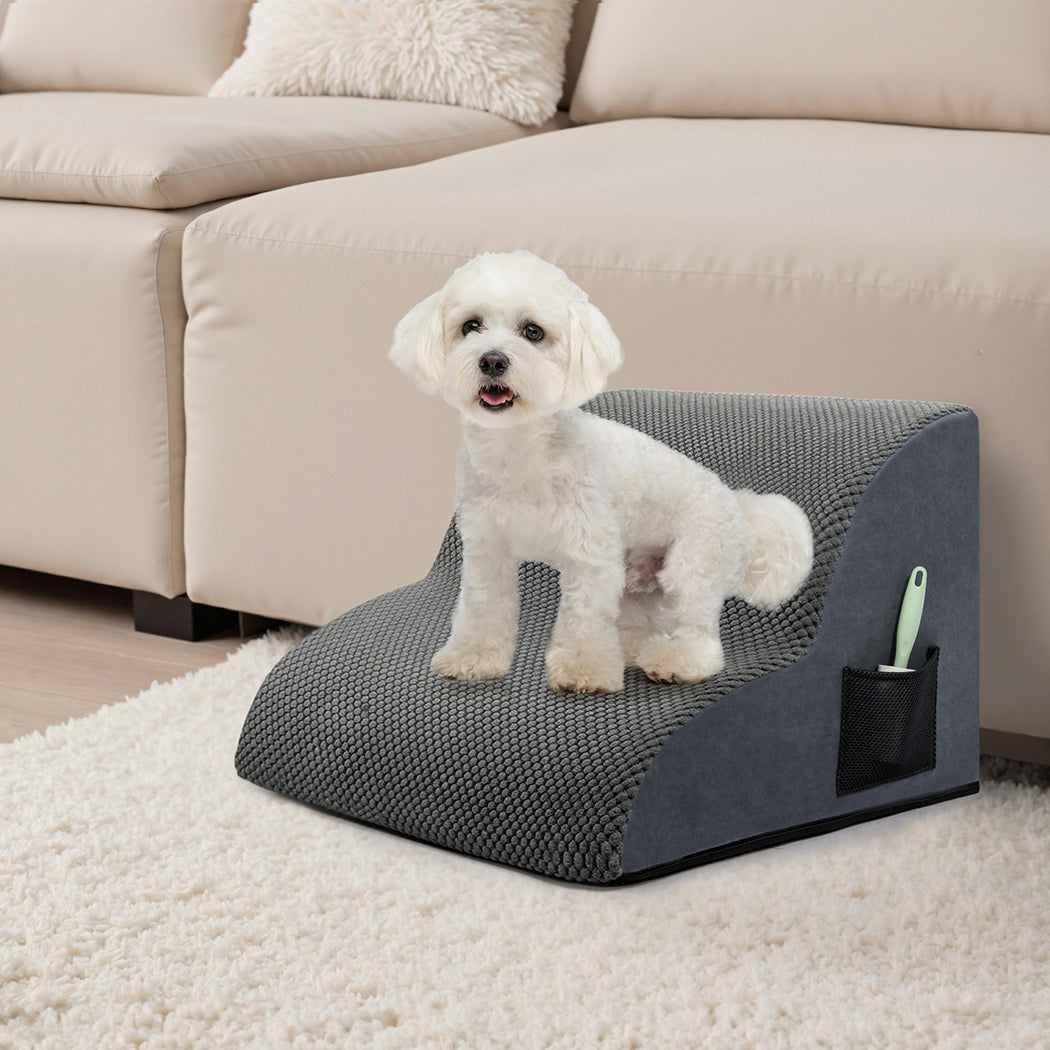 Pawz 2 Steps Pet Stairs Dog Ramp High Density Foam Grey-2018816703462510599