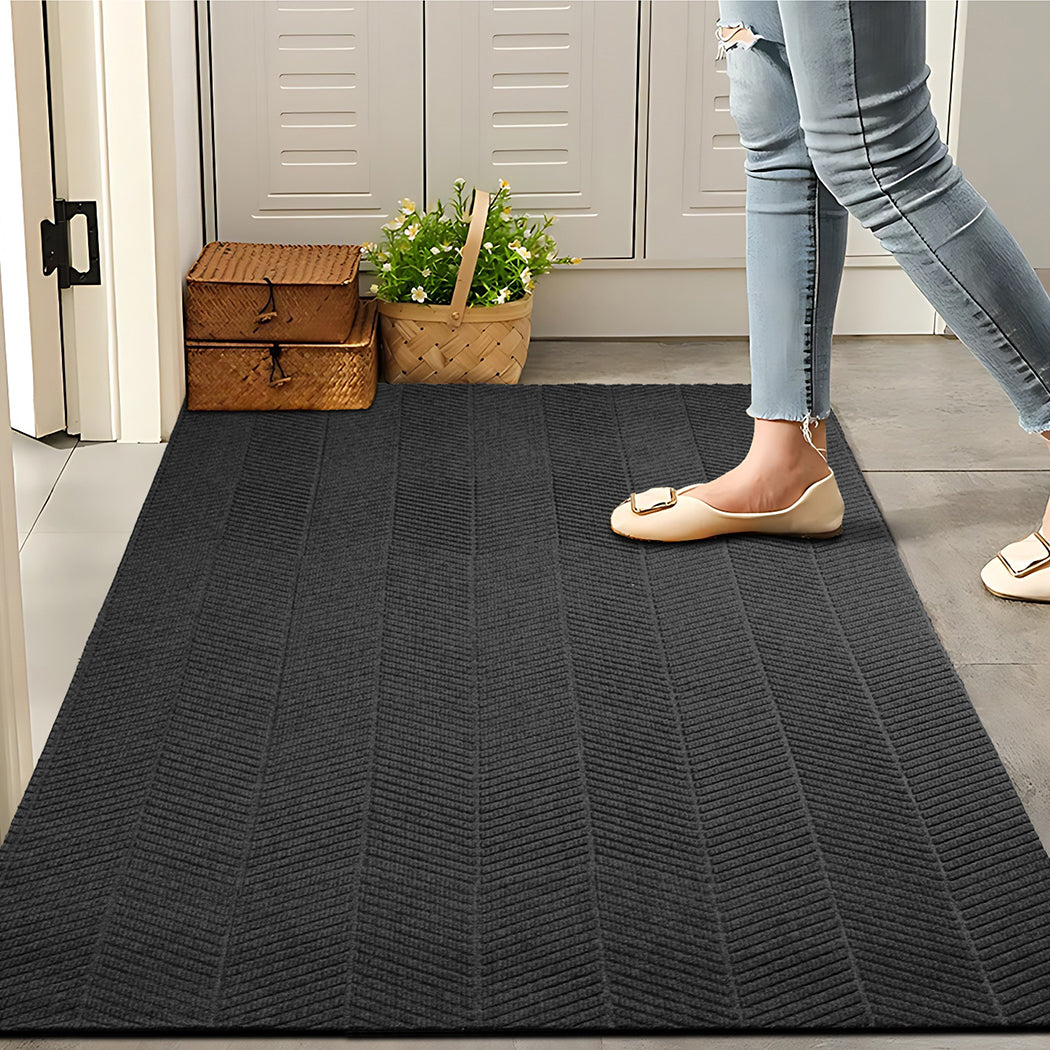 Marlow Extra Large Floor Rug Non Slip 90cm x 305cm Grey-2018816747930521607