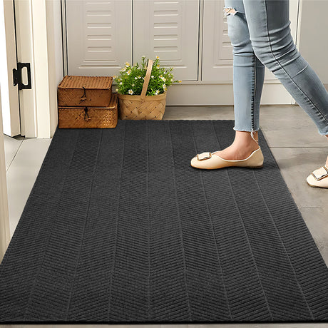 Marlow Extra Large Floor Rug Non Slip 90cm x 305cm Grey-2018816747930521607