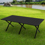 Levede Folding Camping Table Portable Black - Close-Up Angle