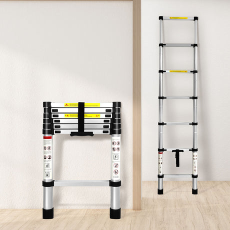 Traderight Multipurpose Ladder Telescopic 2M Silver 2 Meter-2006733178932432903