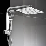 High Pressure Shower Head Set Rain Square Silver - Close-Up Angle