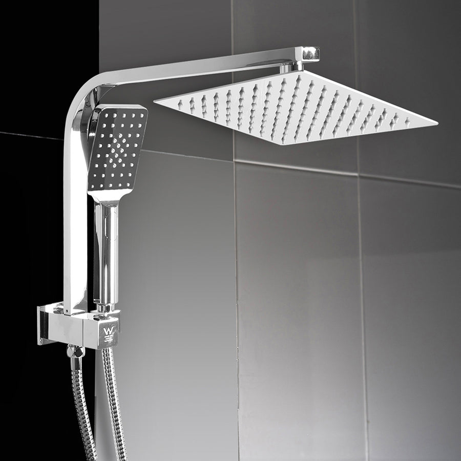 High Pressure Shower Head Set Rain Square Silver-2006733185240666119