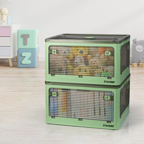 Storage Containers Stackable Lid Clothes S Green Small-2018816654397542407