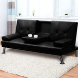 Levede Sofa Bed Adjustable Recliner Black - Close-Up Angle