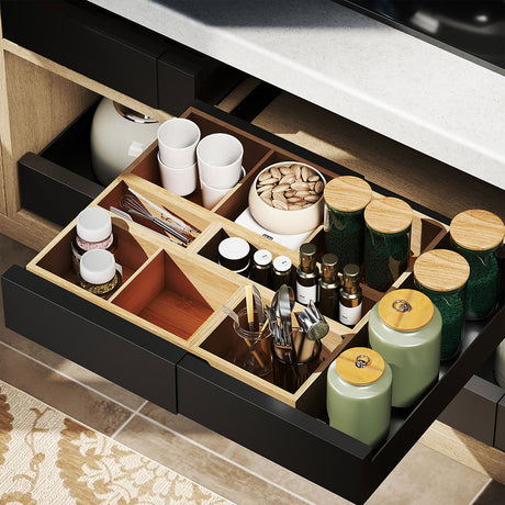 Toque Bamboo Drawer Organizer Multi-Use Storage Box-2006732763457261575