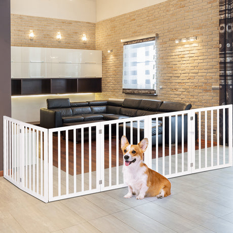 PaWz Wooden Pet Gate Dog Fence Safety White 100 Pack-1954802529762152455