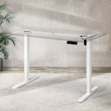 Levede Motorised Standing Desk Frame White Single Motor - Close-Up Angle