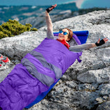 Mountview Single Sleeping Bag Bags Outdoor Purple - Close-Up Angle