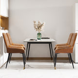Dining Chairs x 4 Padded Seat PU Faux Leather - Close-Up Angle