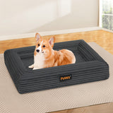 Pawz L Size Orthopedic Dog Bed with Corduroy Removable Cover Waterproof Washable Grey - Close-Up Angle