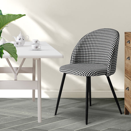 Levede 2x Dining Chairs Kitchen Cafe Black and White-2006733258737455111