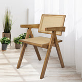 Levede 1x Dining Chair Solid Wood Rattan Natural - Close-Up Angle