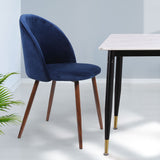 Levede 2x Dining Chairs Seat French Navy - Close-Up Angle