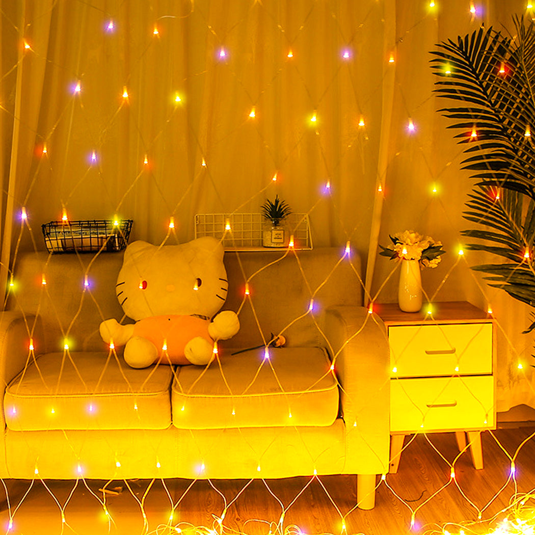 320LED Fairy Lights Net Mesh Curtain Multi-Coloured-2018816709837852679