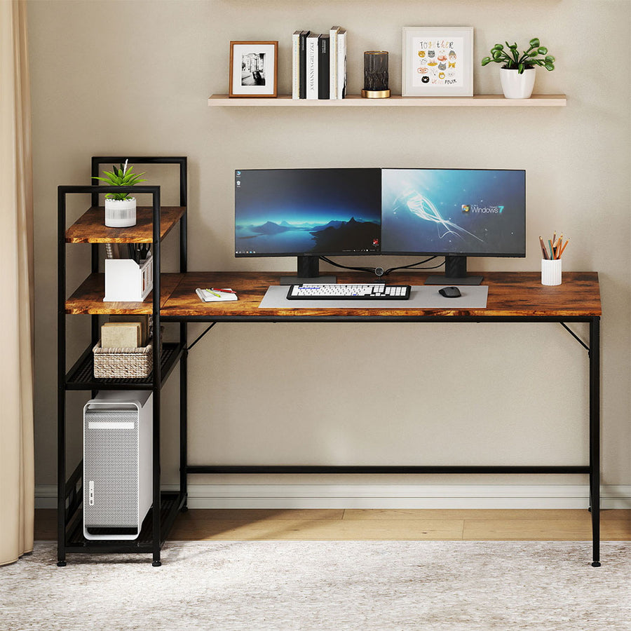 Levede Computer Desk Study Home Table with 4-Tier Shelf-2011971109058121735