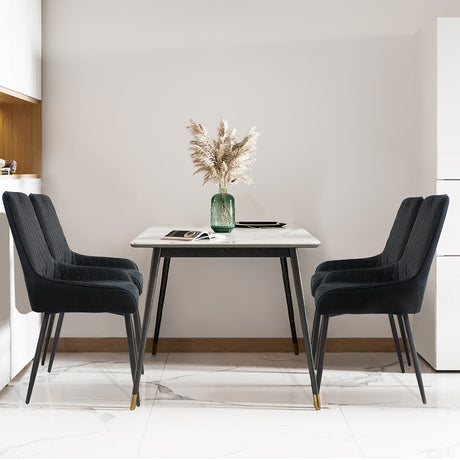 Dining Chairs x 4 Padded Seat Soft Velvet-2006732734030024711
