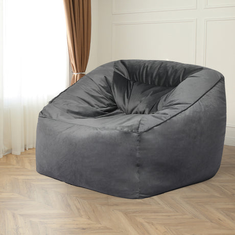 Marlow Bean Bag Chair Cover Soft Velvet Dark grey-1954802910319742983